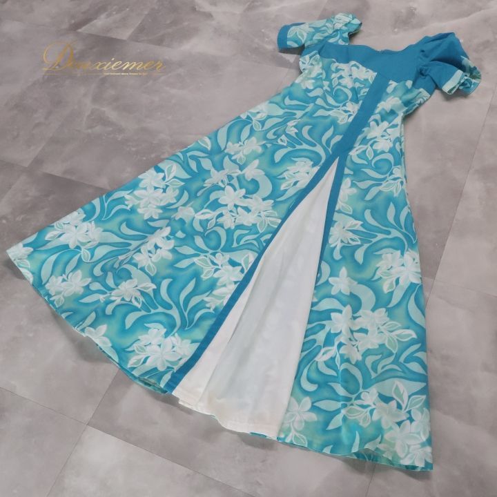 フラダンス 衣装 ワンピース ドレス ブルー系 アロハスタンダード 日本