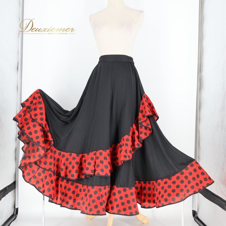 フラメンコ 衣装 ファルダ スカート ブラック系 レイリーナ ボランテ