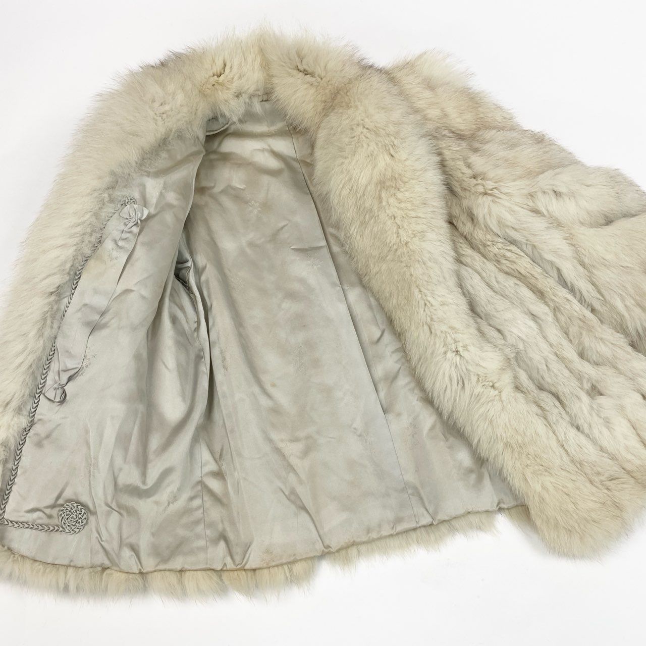 73a21 ブルーフォックス ファーコート サイズF ホワイト 本毛皮 Blue