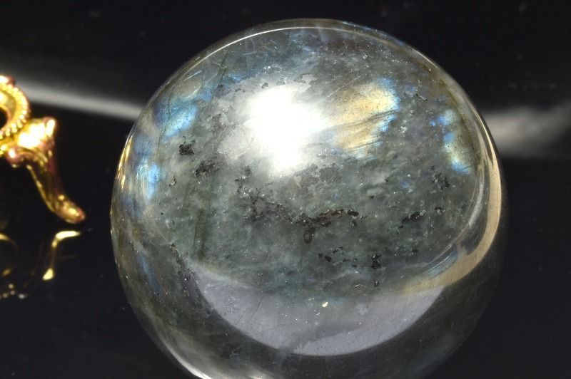 1点物】幻想シラー◇迫力の大玉 ラブラドライト 48mm 丸玉 スフィア