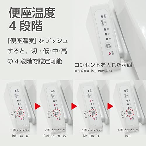 SANEI サンエイ 暖房便座 前丸タイプ ソフト閉止 温度調節3段階 省エネ 簡単取付 ホワイト PW 9042 W b 349 f 700