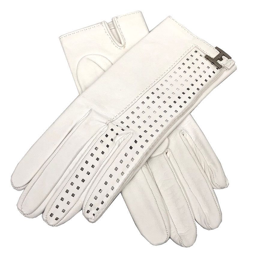 HERMES エルメス レザー グローブ 手袋 7 1/2 ラムスキン 白