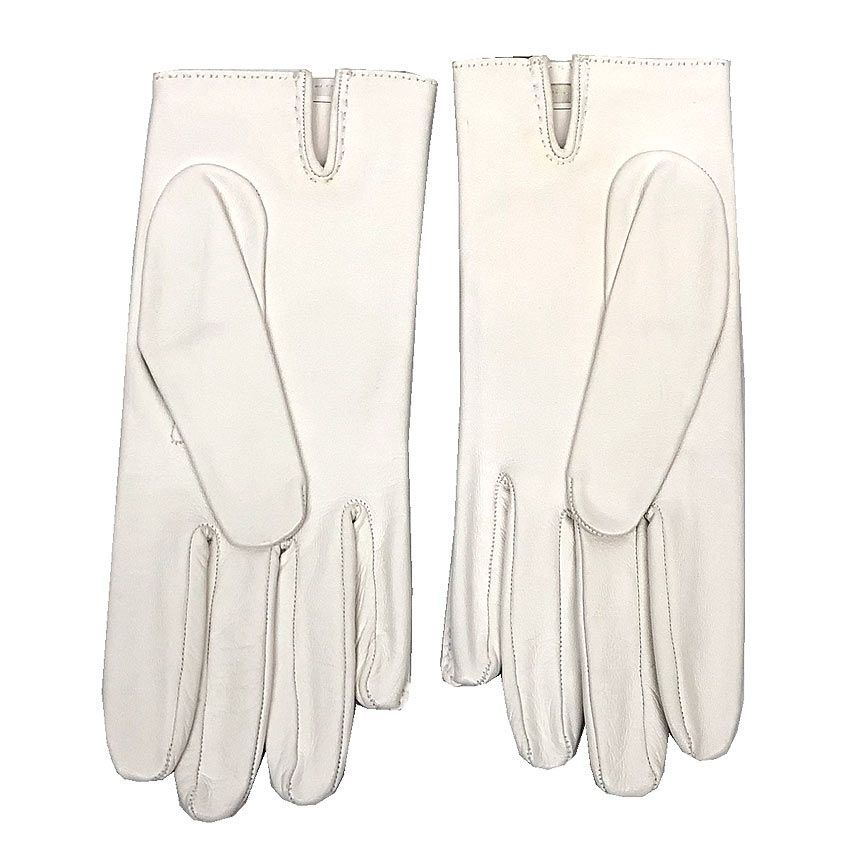 HERMES エルメス レザーグローブ 手袋 7 1/2 ホワイト 白 HERMES エルメス レザー グローブ 手袋 7 1/2 ラムスキン 白