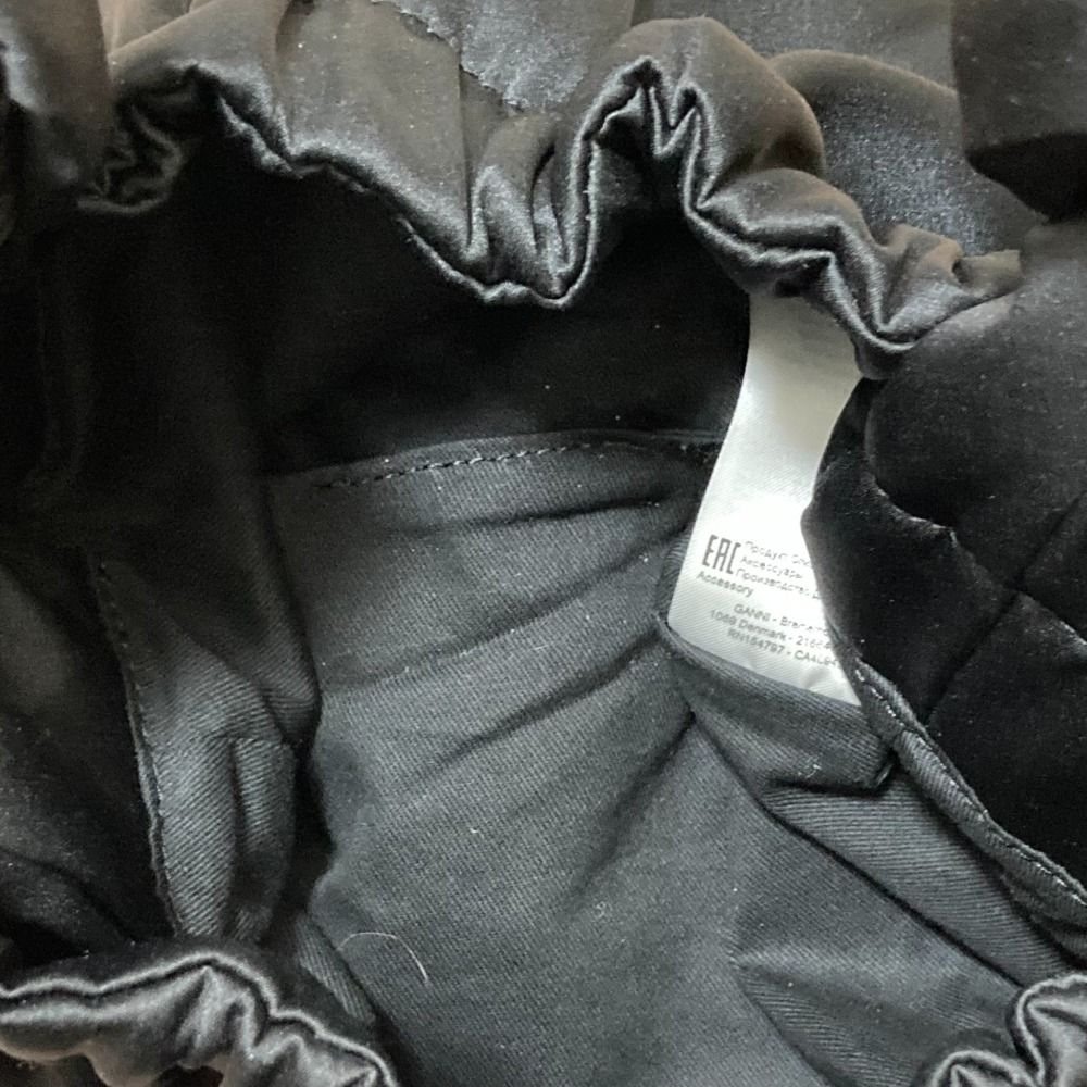 美品 Ganni ガニー リボンハンドル ハンドバッグ ブラック レディース  