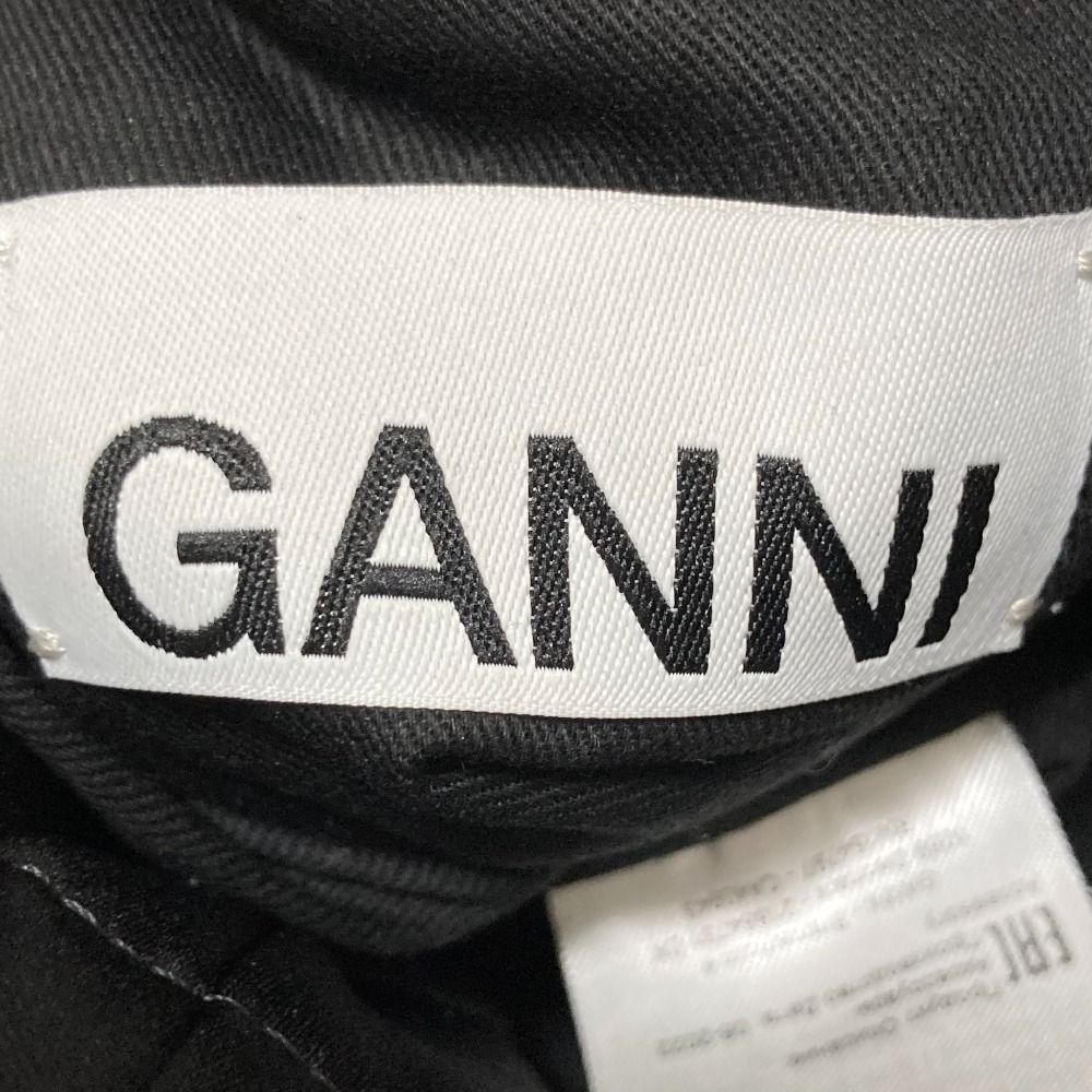 美品 Ganni ガニー リボンハンドル ハンドバッグ ブラック レディース  