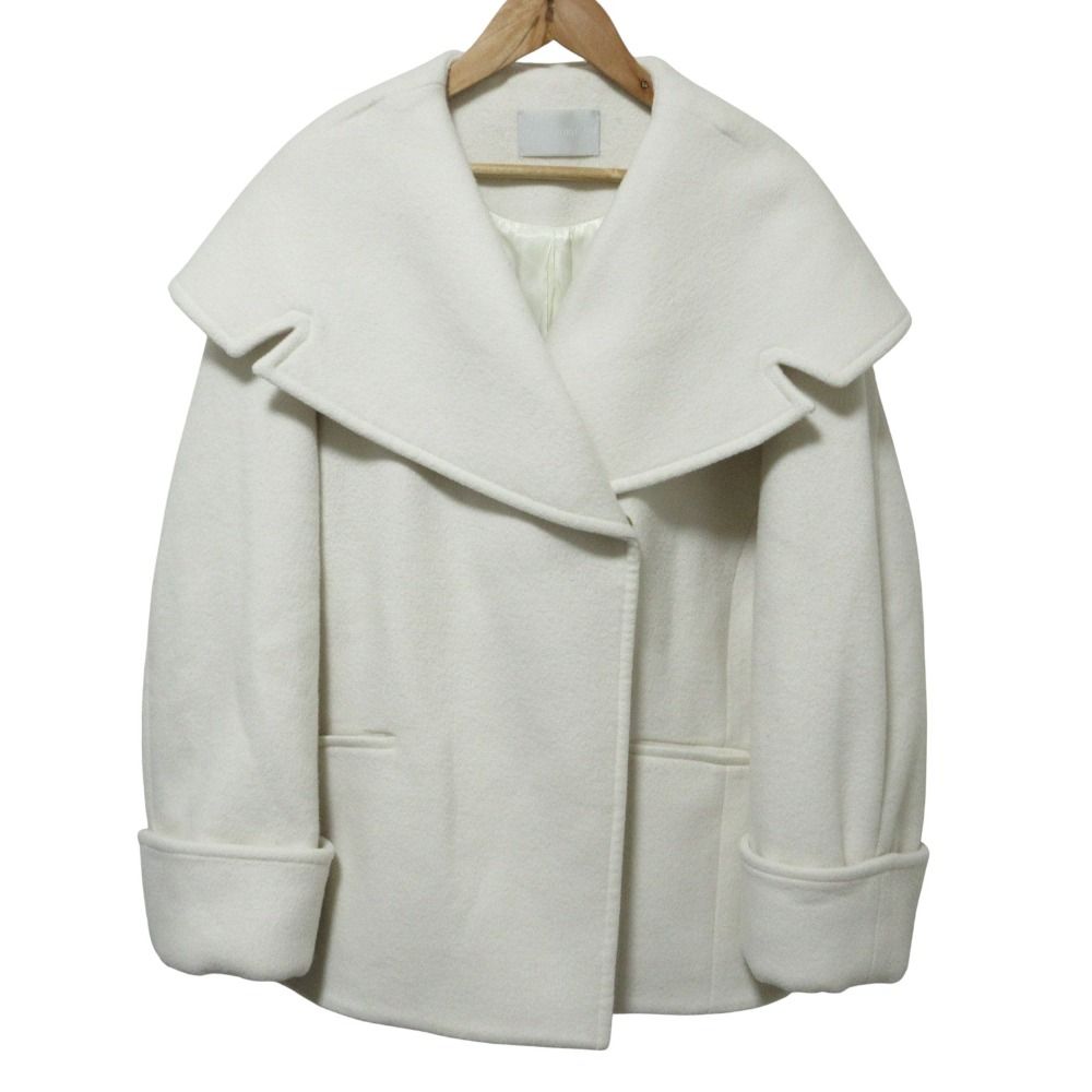 23AW✨ セルフォード ビッグカラーショートコート ウール アイボリー F 23AW✨ セルフォード ビッグカラーショートコート ウール アイボリー F