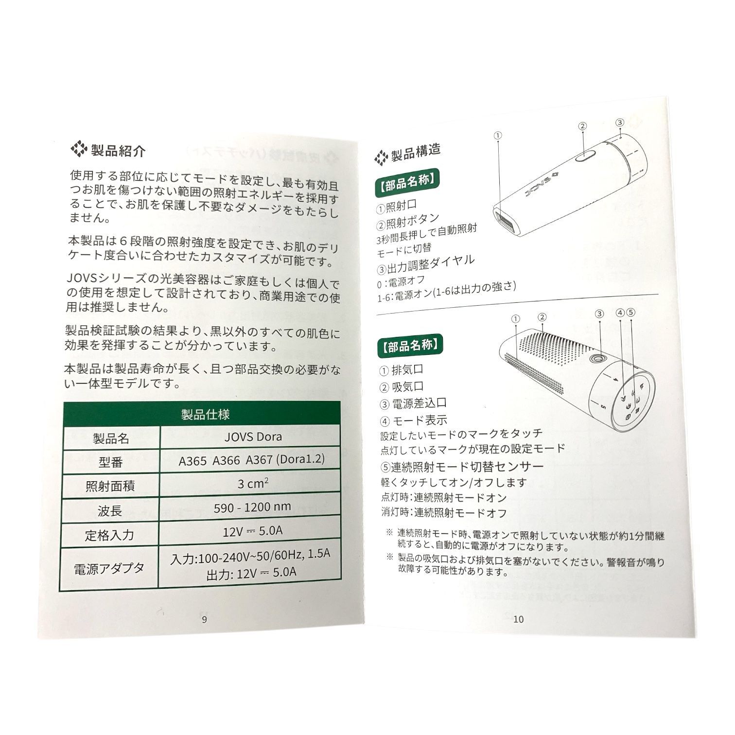 JOVS A367 A366 DORA Dora1.2 Dora フラッシュ式 脱毛器 HIPL A367