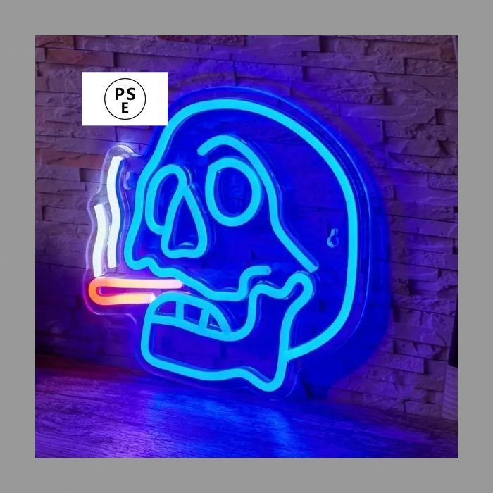 ネオンサイン LED スモーキングドクロ ガイコツ 壁掛け USB電源