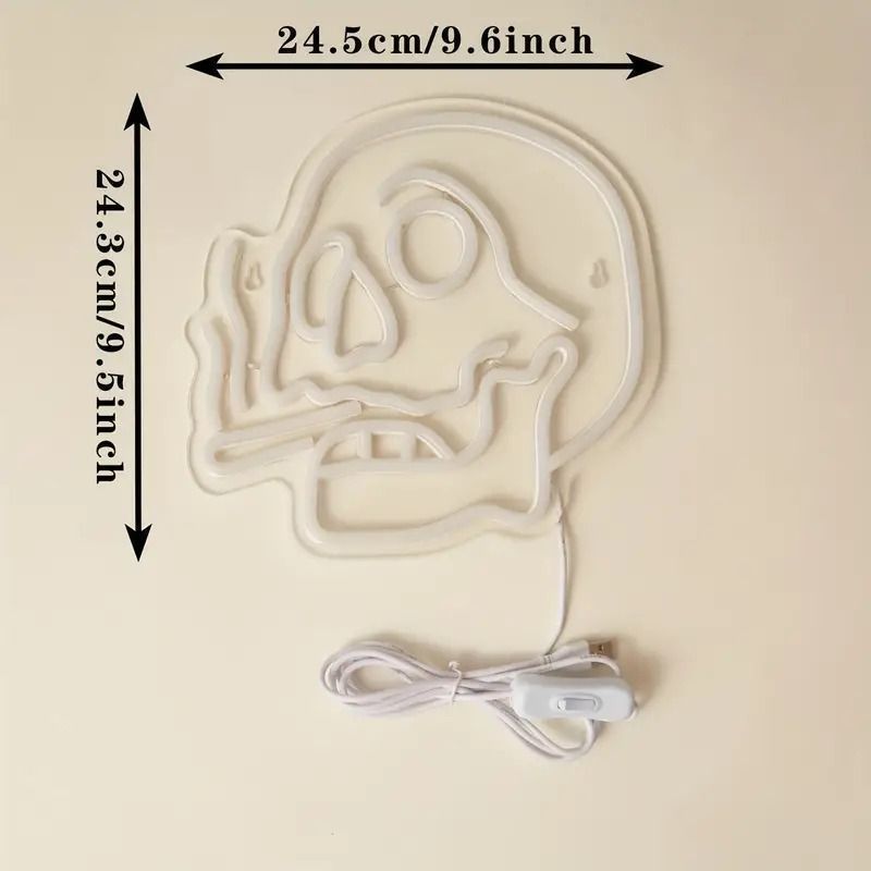 ネオンサイン LED スモーキングドクロ ガイコツ 壁掛け USB電源