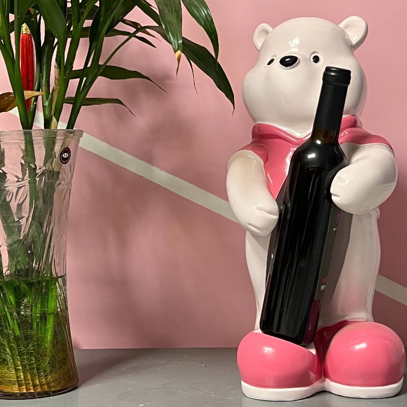 ワインホルダー ワインラック ボトルを持っているクマ くま 白熊 ワインスタンド おしゃれ ワインボトルラック ワイン棚 インテリア 可愛い ワイン シャンパン ボトル スタンド ディスプレイ 引越し祝い 癒しグッズ
