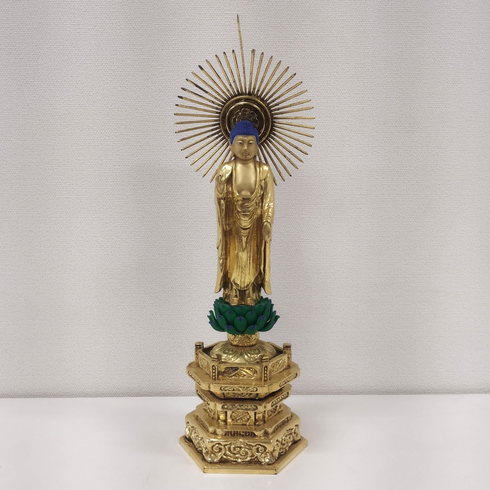 アウトレット】阿弥陀如来 立像 色付き カラー 木彫り 仏像 お釈迦様