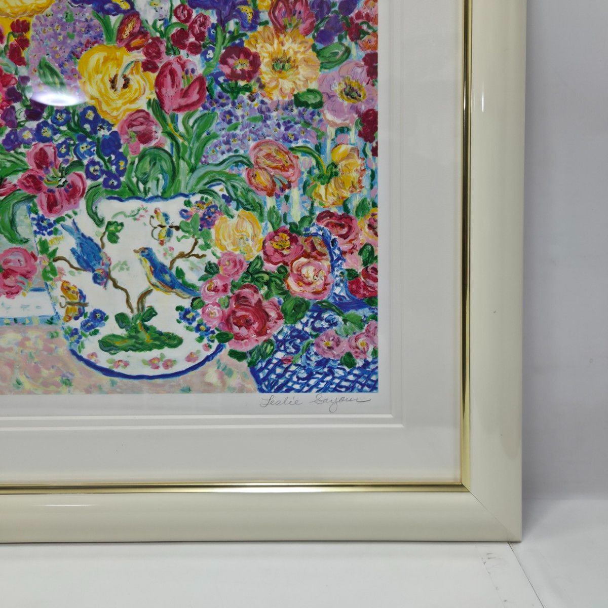 美品 レスリー・セイヤー「ポータバラッタ」シルクスクリーン 直筆サイン入 額縁入 レスリー・セイヤー ポータバラッタ シルクスクリーン 版画 127/200