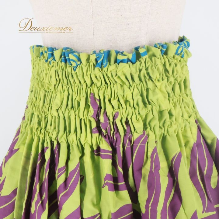 フラダンス 衣装 パウスカート グリーン系 ハワイアンプリント アロハ