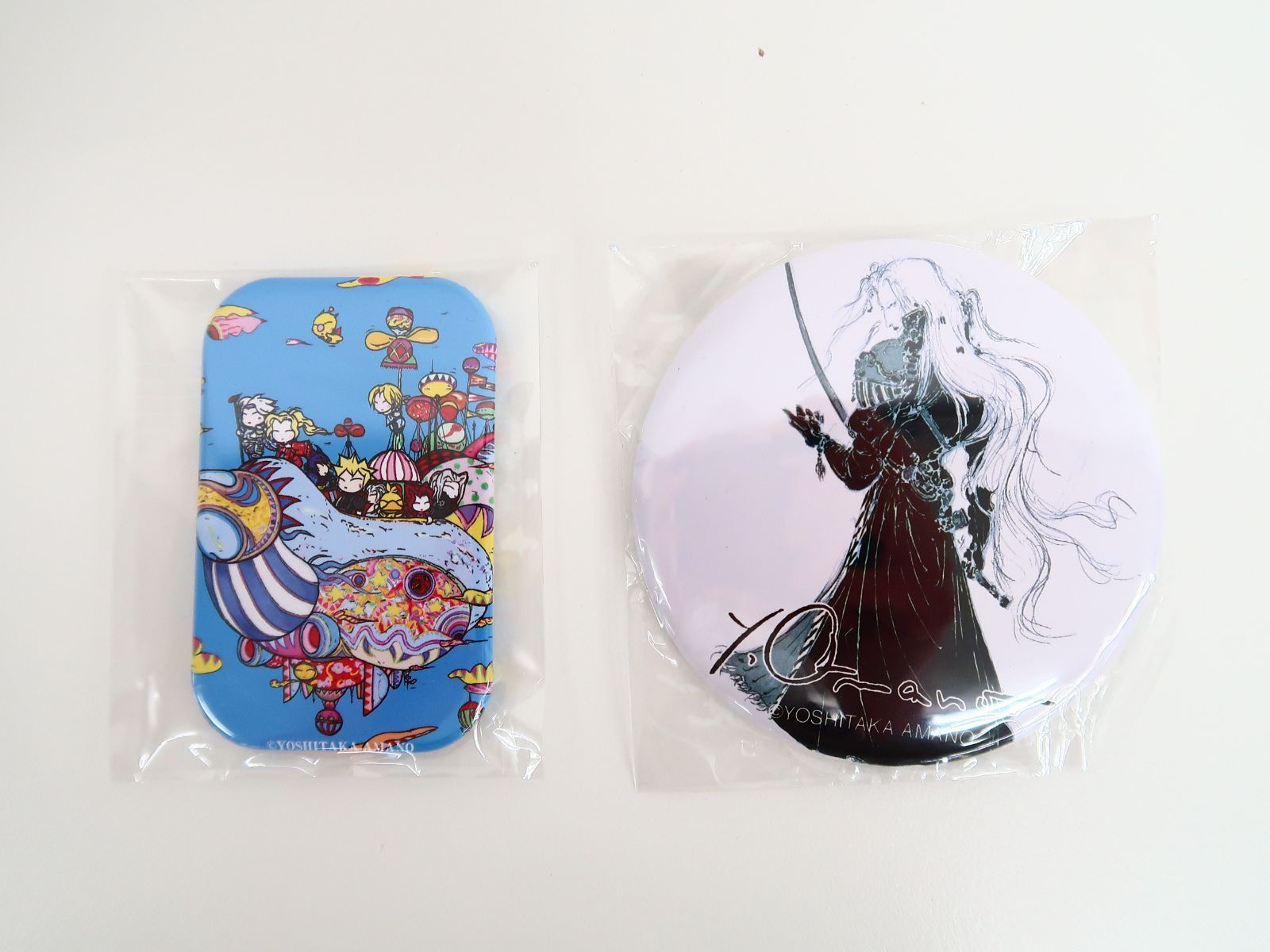 2点セット ファンタジーアート展 天野喜孝 缶バッジ/セフィロス・冒険