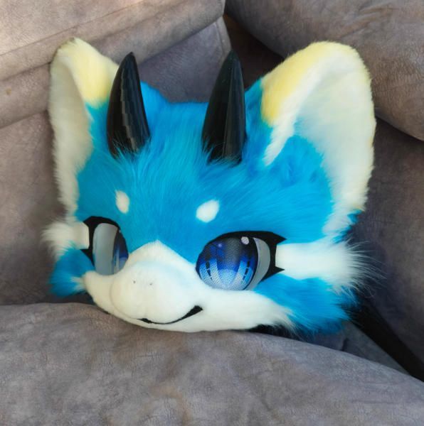着ぐるみヘッド ファースーツ 犬 青 ブルー 全頭ヘッド ケモノ マスク ぬいぐるみ コスプレ コスチューム kigurumi