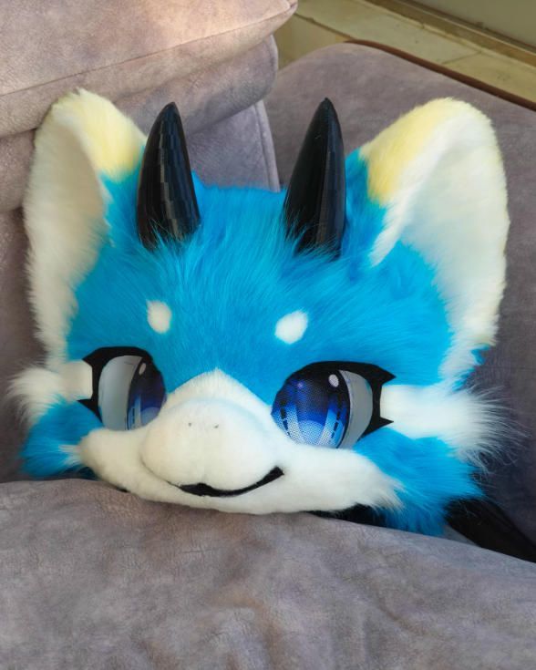 着ぐるみヘッド ファースーツ 犬 青 ブルー 全頭ヘッド ケモノ マスク ぬいぐるみ コスプレ コスチューム kigurumi