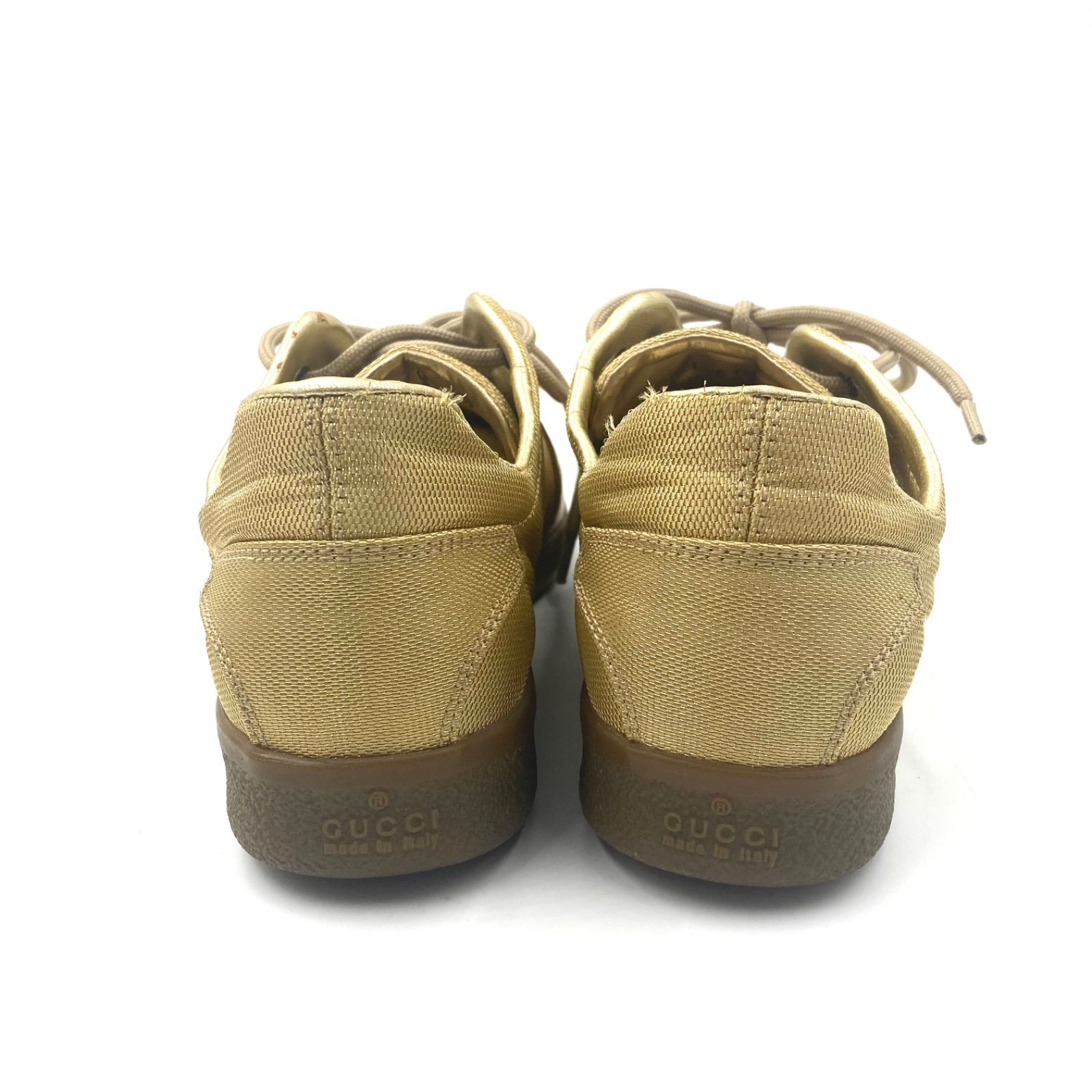 □美品□GUCCI グッチ ローカットスニーカー キャンバス×レザー 