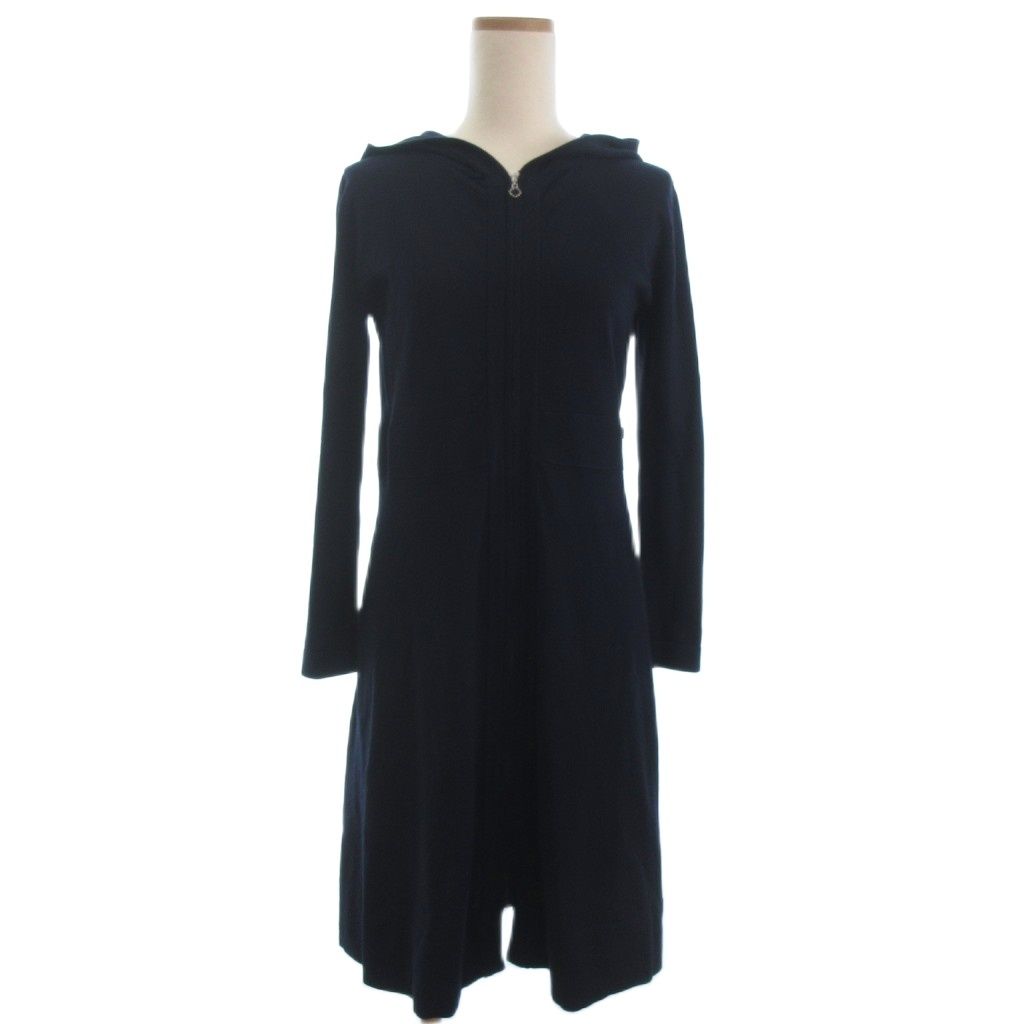 トッカ TOCCA ジップアップ ニット ワンピース フード ネイビー XS