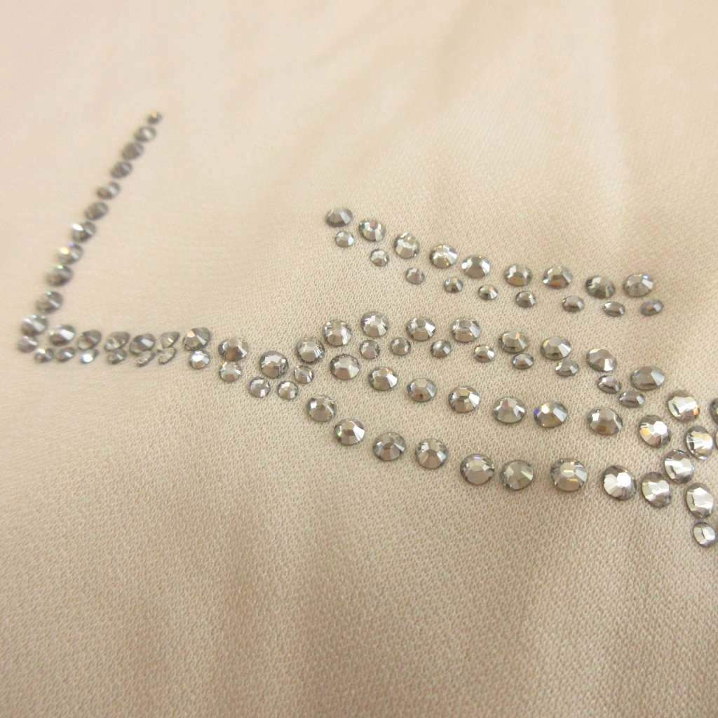 レオナール LEONARD ラインストーン ロゴ カットソー 半袖 ベージュ M