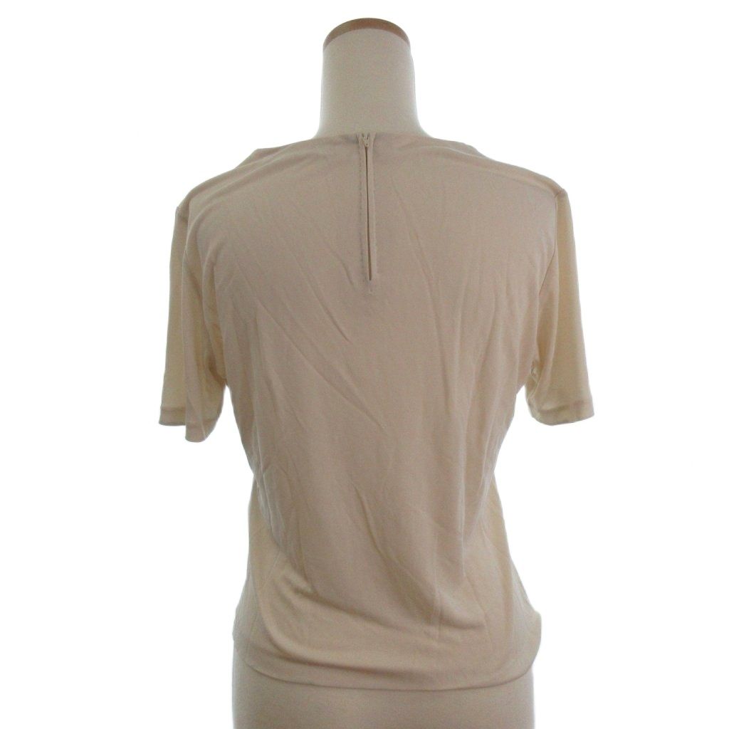 レオナール LEONARD ラインストーン ロゴ カットソー 半袖 ベージュ M