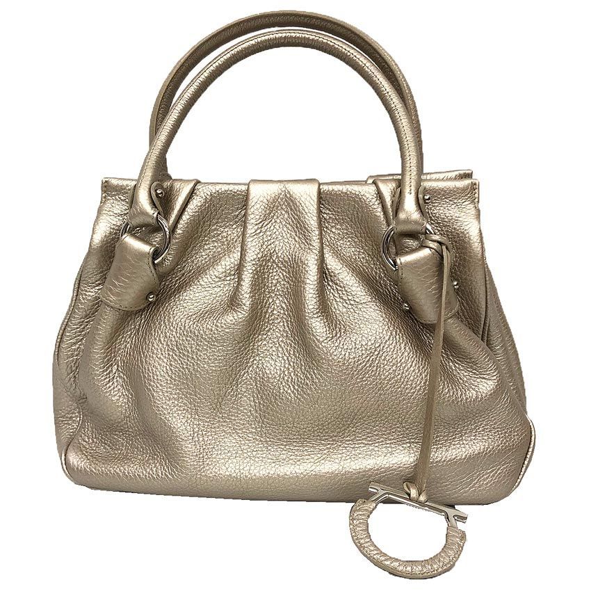 Ferragamo フェラガモ ガンチーニ ハンドバッグ レザー ゴールド 