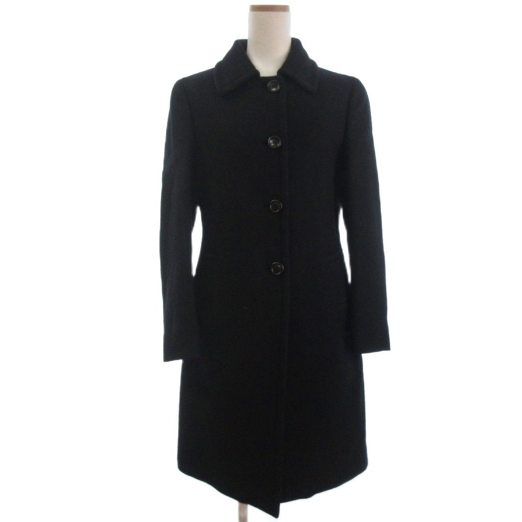 PRADA　プラダ　ロングコート　ステンカラーコート　ブラック　42 プラダ PRADA ステンカラー コート ロング ウール ブラック 42 - メルカリ