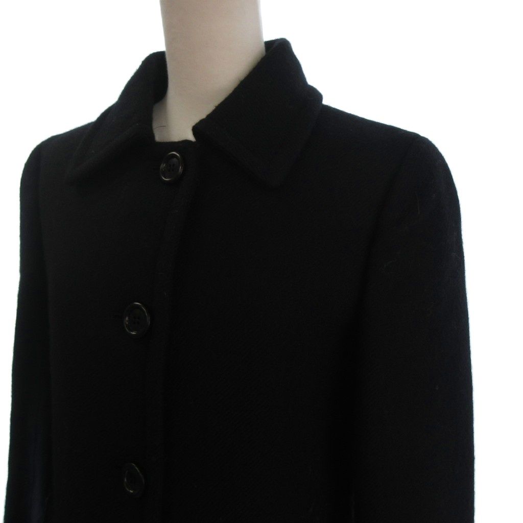 プラダ PRADA ステンカラー コート ロング ウール ブラック 42 - メルカリ