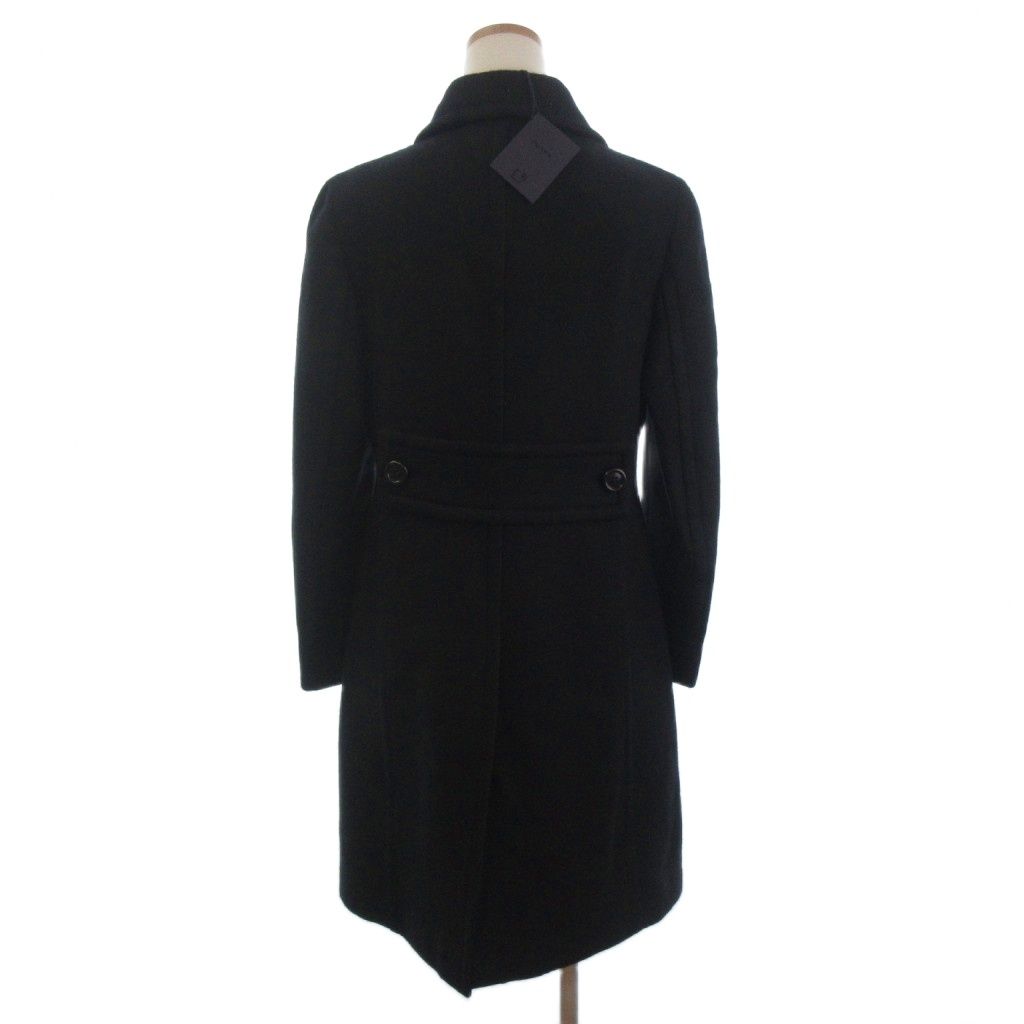 プラダ PRADA ステンカラー コート ロング ウール ブラック 42 - メルカリ