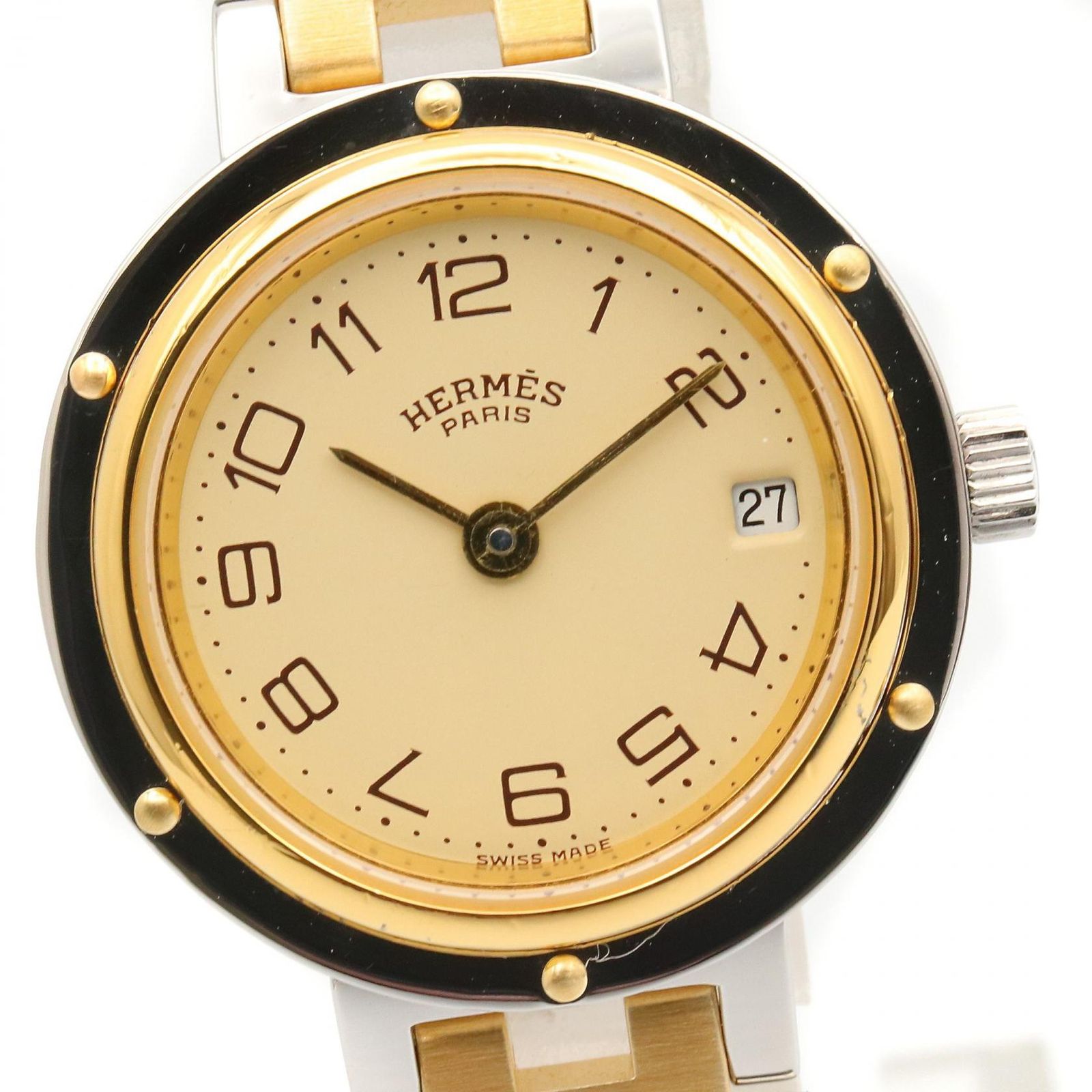 エルメス HERMES 腕時計 クリッパー CL2.440 アイボリー GP（ゴールド