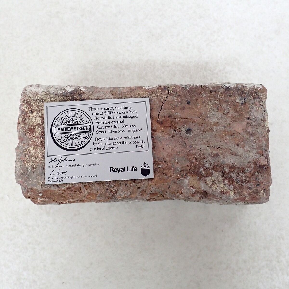 ◇ビートルズ キャヴァーンクラブ ライブハウス 解体レンガ 1/5000