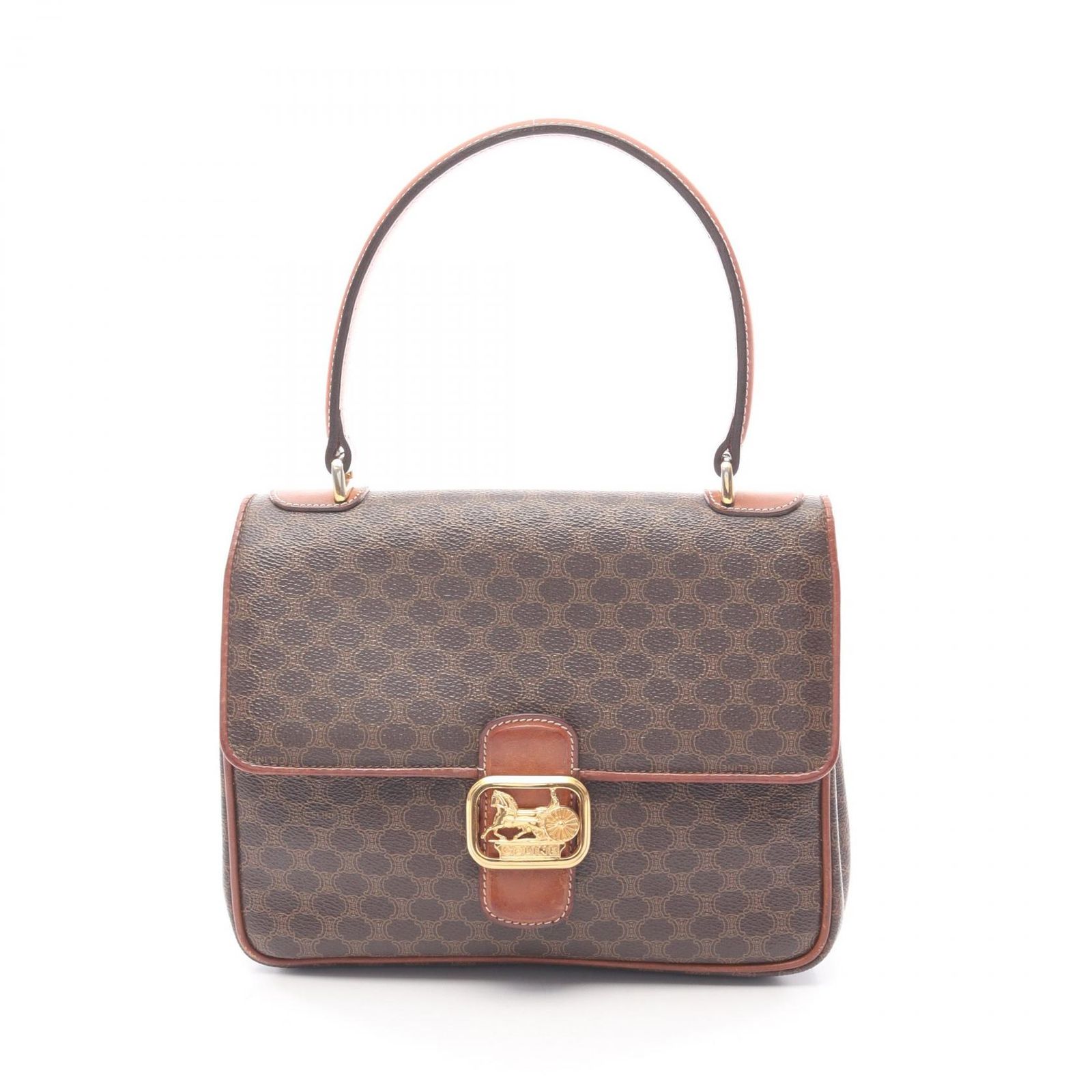 セリーヌ CELINE ハンドバッグ マカダム ダークブラウン PVC