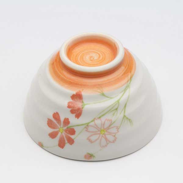 美濃焼 花畑シリーズ 飯碗／紅（オレンジ） ※陶器,個性的,ギフト