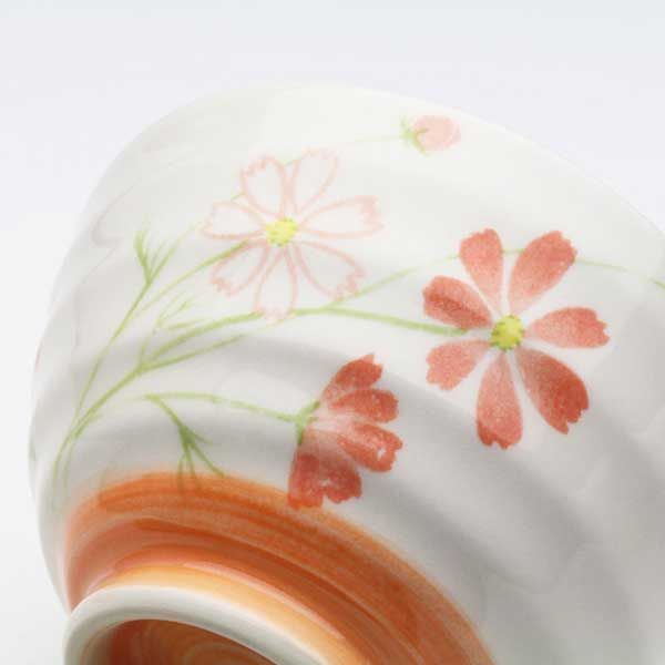 美濃焼 花畑シリーズ 飯碗／紅（オレンジ） ※陶器,個性的,ギフト