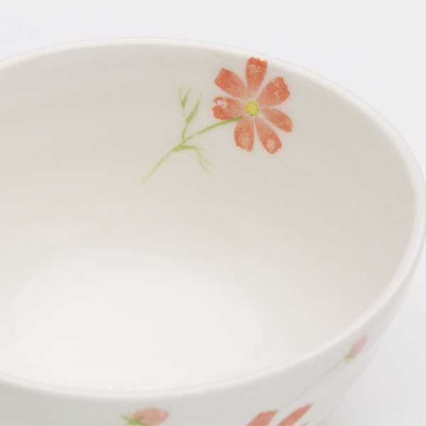美濃焼 花畑シリーズ 飯碗／紅（オレンジ） ※陶器,個性的,ギフト