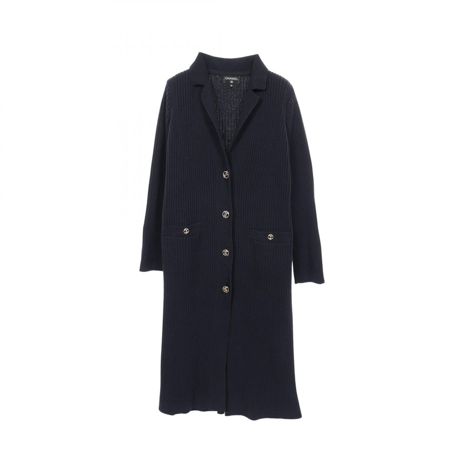 シャネル CHANEL カーディガン ココマークボタン ニット ネイビー