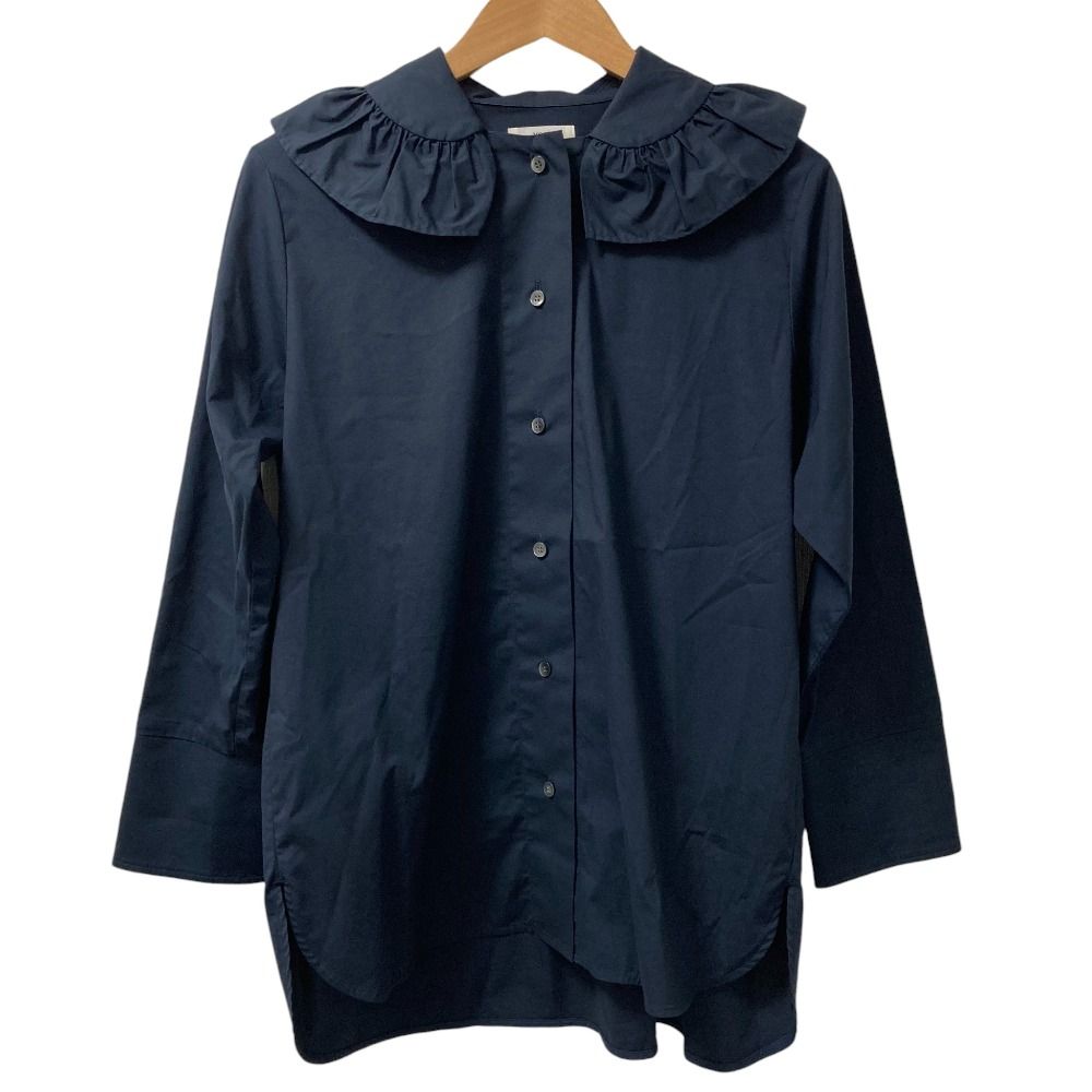 美品 yori ヨリ フリルカラー 長袖 シャツ ブラウス YR2121-097AW