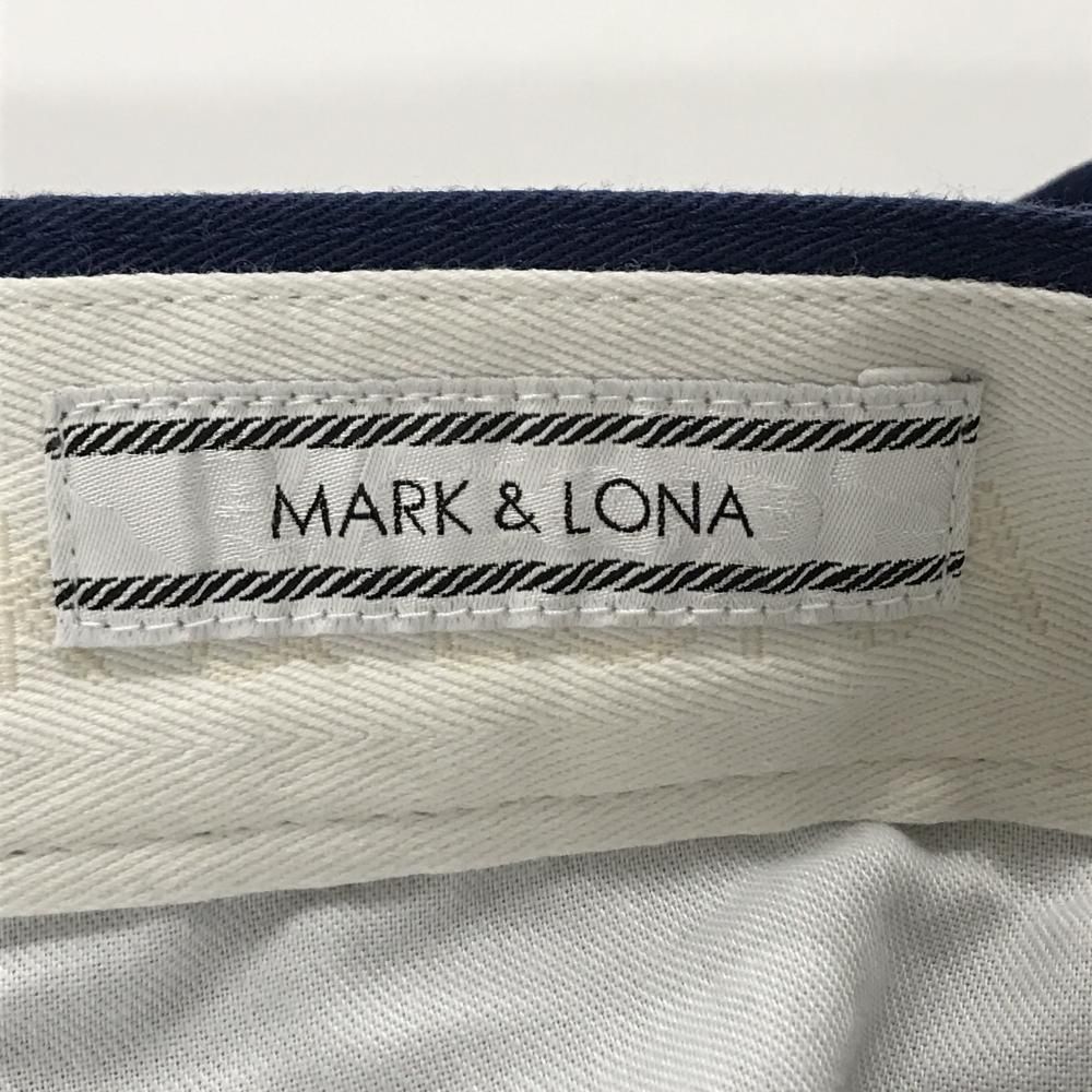 マークアンドロナ パンツ ネイビー×白×レッド 刺しゅう総柄 スカル