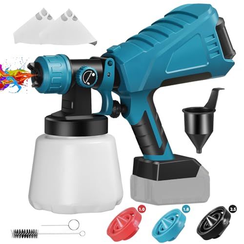 コードレススプレーガン 2026強化版 充電式 電動スプレーガン マキタ18 Vバッテリー対応 塗料 家庭用 ノズル4幅調整 油性水性塗料 1000 mlタンク 大容量 電DIY 日曜大工 フェンス 家具 塗装スプレー 本体のみ 6 bb 8386 e