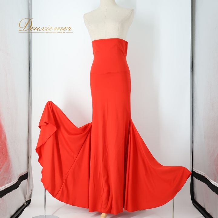 フラメンコ 衣装 ファルダ スカート レッド系 ハイウエスト ロング 赤