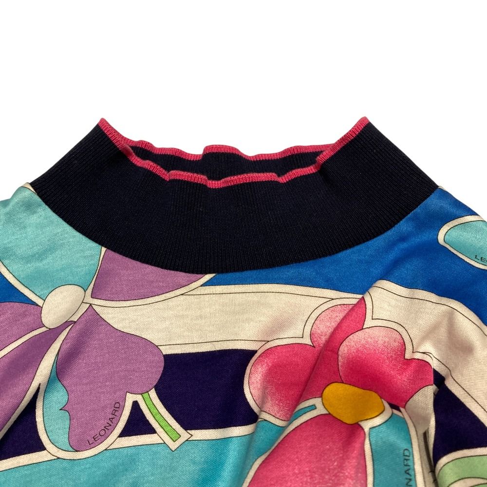 美品 LEONARD SPORT レオナールスポーツ フラワープリント ハイネック