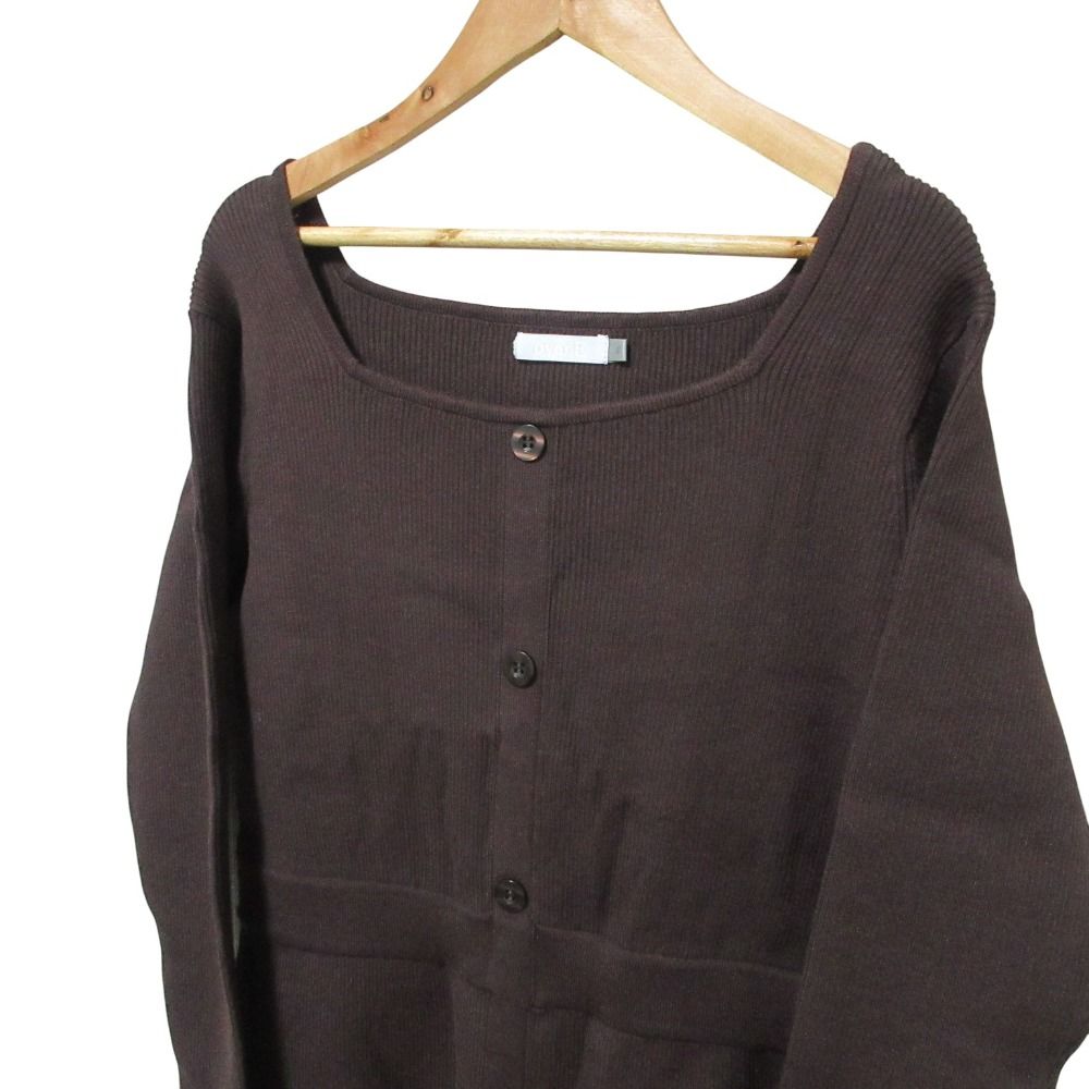 未使用 overE オーバーイー タイト風フロントボタンリブニット