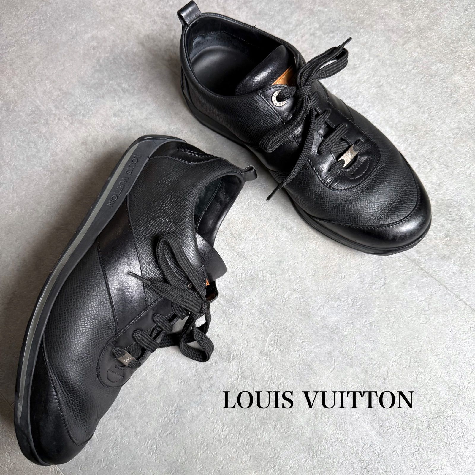 LOUIS VUITTON ルイヴィトン ロゴレザースニーカー ブラック 黒 35