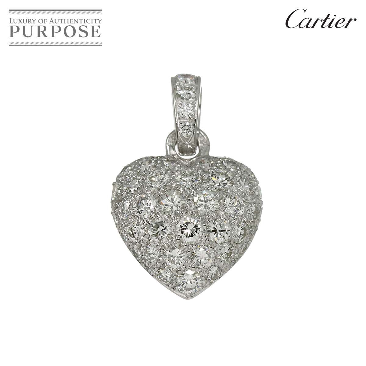 カルティエ Cartier ハート パヴェ ダイヤ ペンダント トップ K18 WG