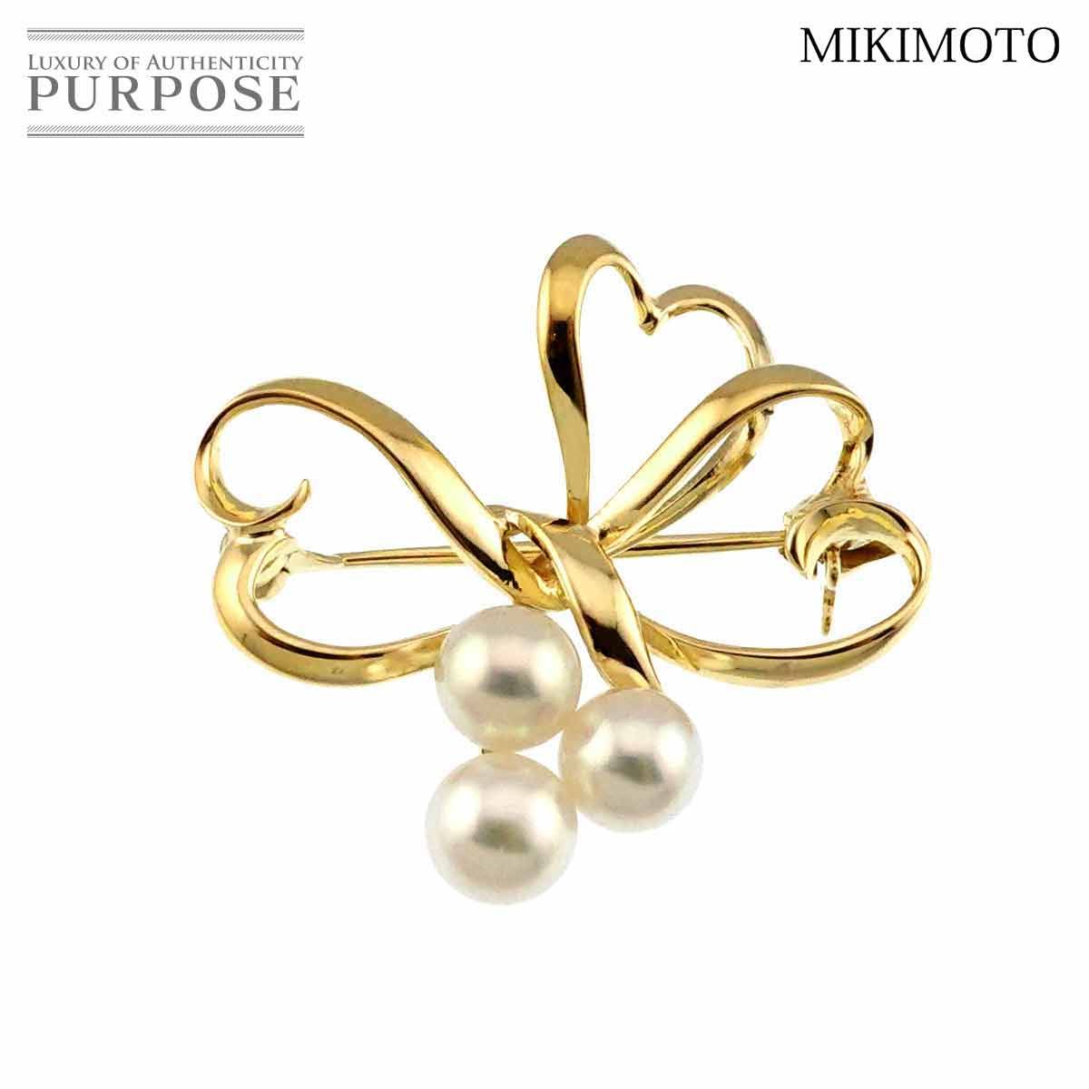 ミキモト MIKIMOTO アコヤ真珠 5.5-5.3mm ブローチ K14 YG イエロー