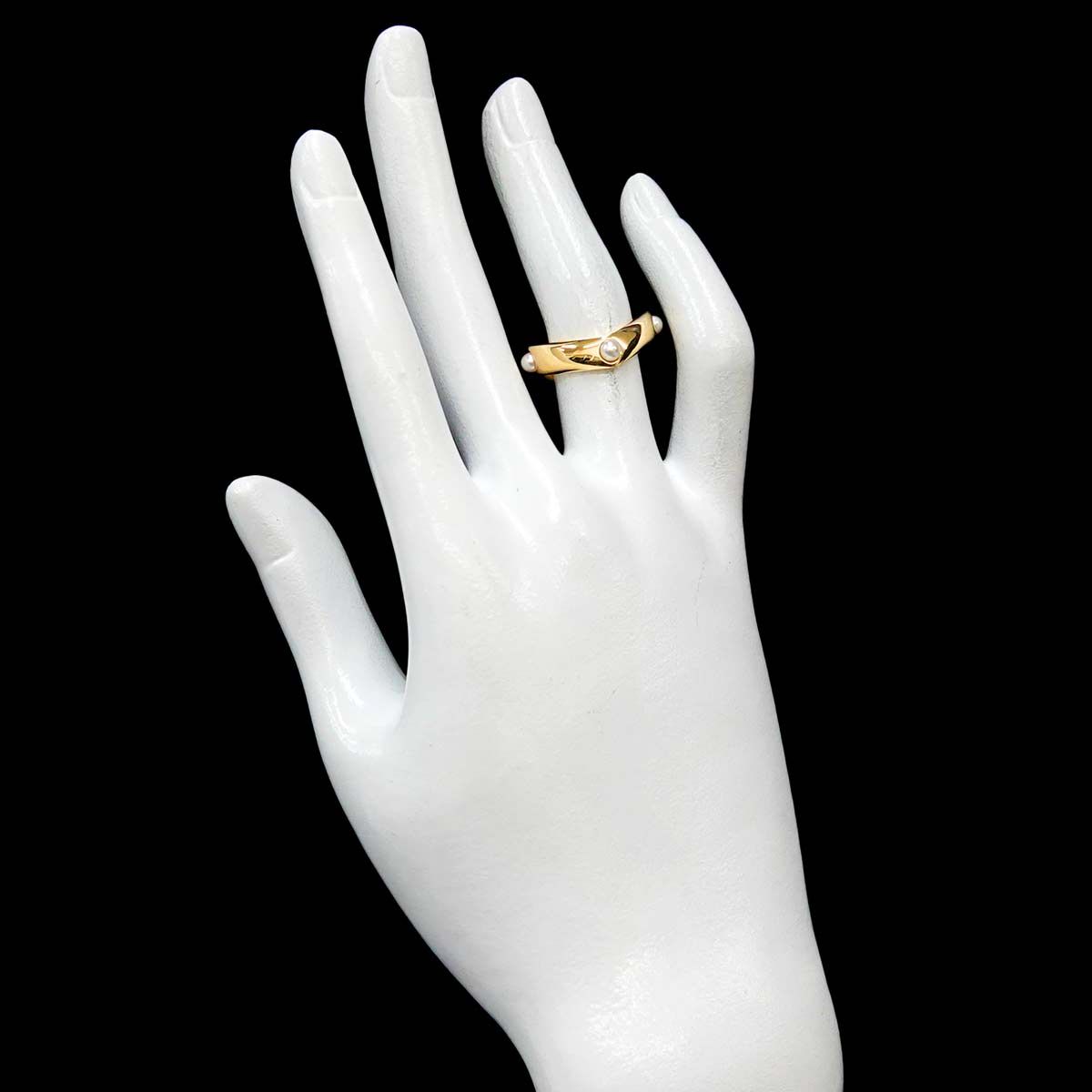 ミキモト MIKIMOTO 8.5号 リング ベビーパール 3.1mm K18 YG イエロー