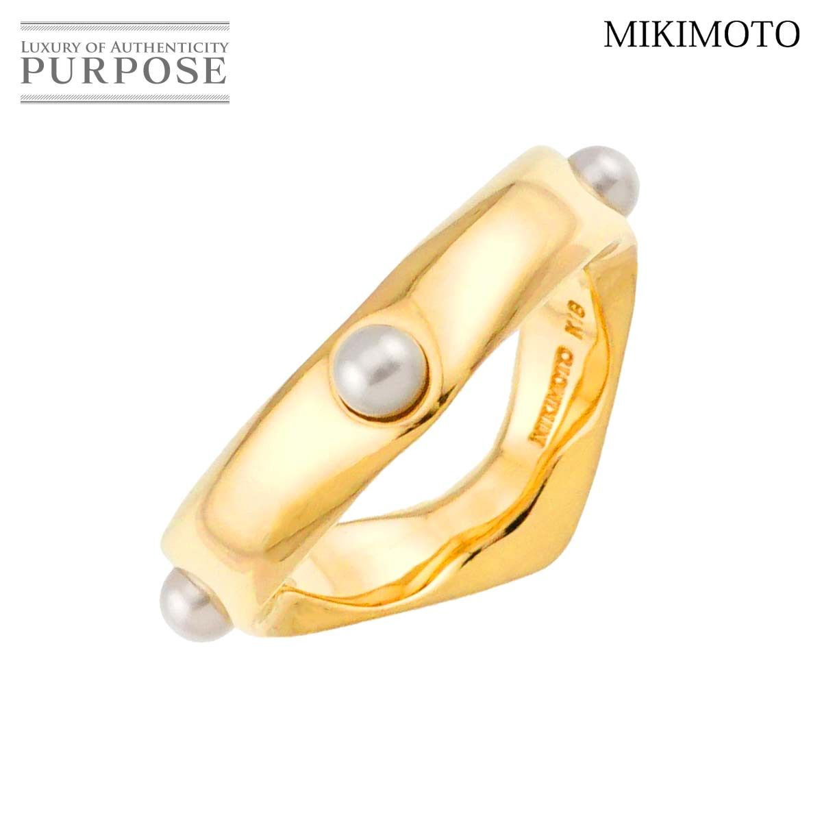 ミキモト MIKIMOTO 8.5号 リング ベビーパール 3.1mm K18 YG イエロー