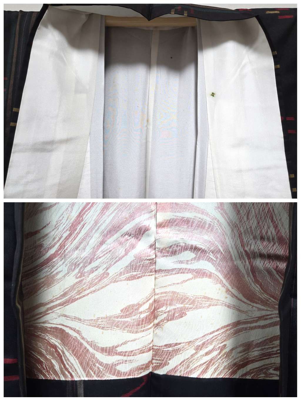 C◆着物くつろぎ 白大島紬 アンサンブル 着物羽織セット 麻の葉 袷 正絹 着物 B◇着物くつろぎ 大島紬 着物 羽織 アンサンブル 3セット 6枚 着用