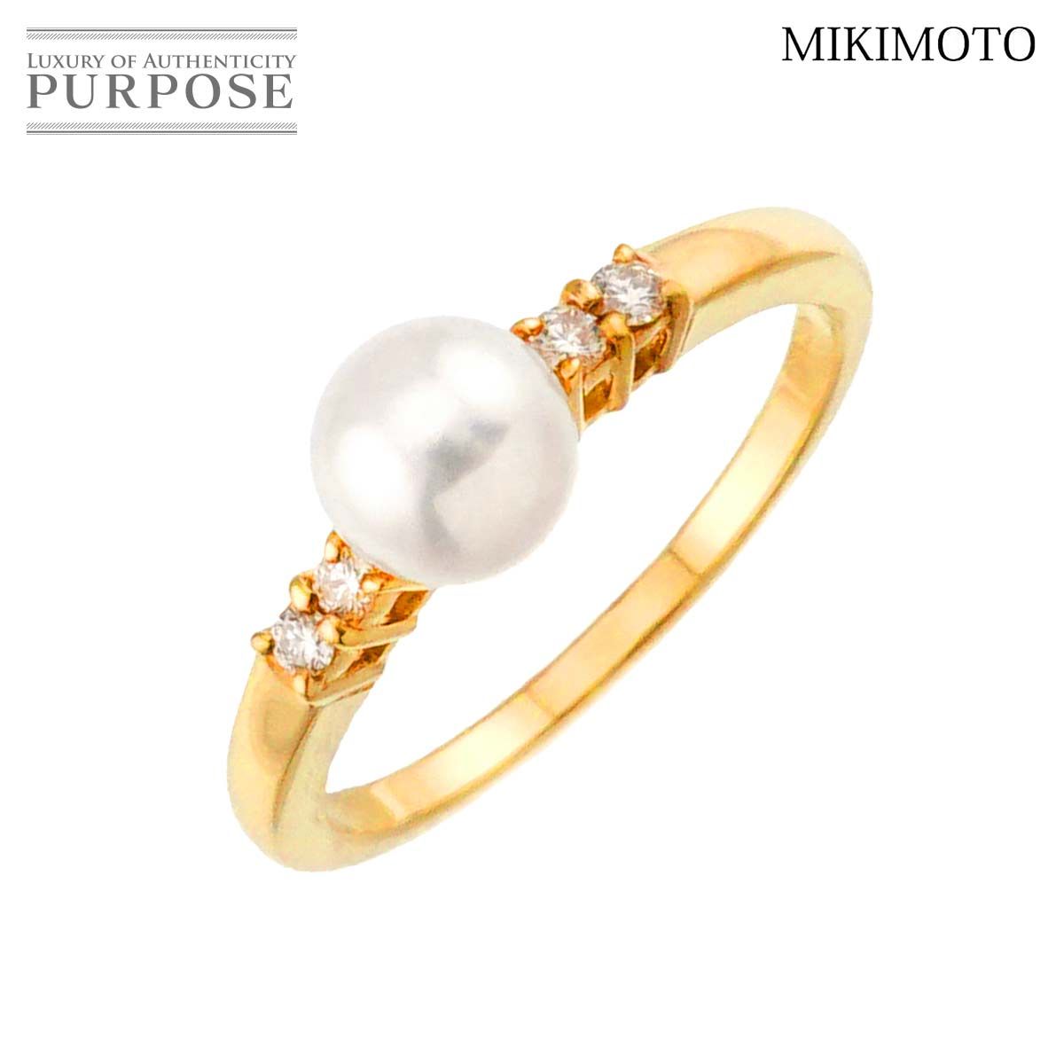 ミキモト MIKIMOTO 12号 リング アコヤ真珠 5.9mm ダイヤ K18 YG