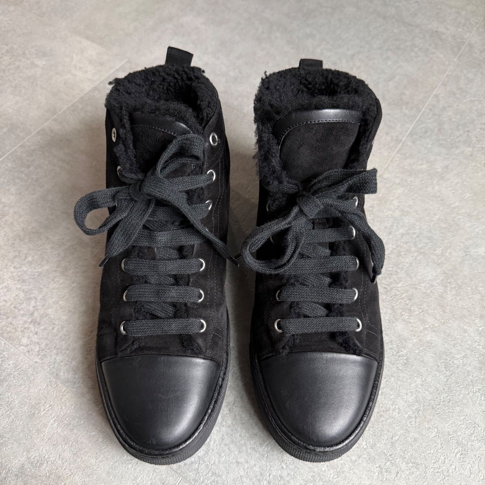 HERMES エルメス JIMMY ムートン ボア レザー ハイカットスニーカー