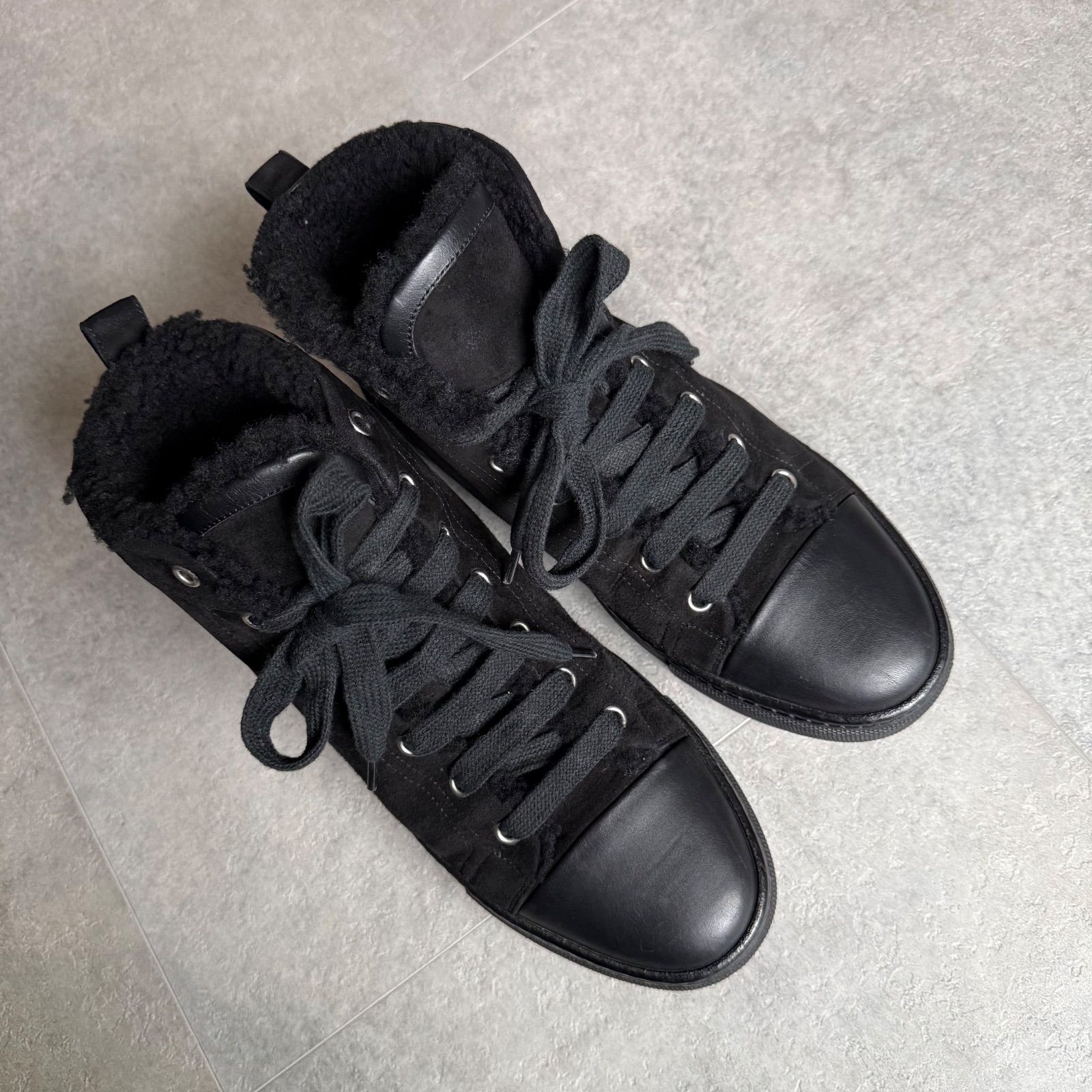 HERMES エルメス JIMMY ムートン ボア レザー ハイカットスニーカー